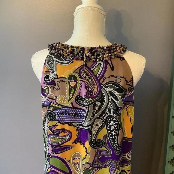 Vibrant Multi-Color Paisley Pattern Shift Dress - Picture 5 of 7